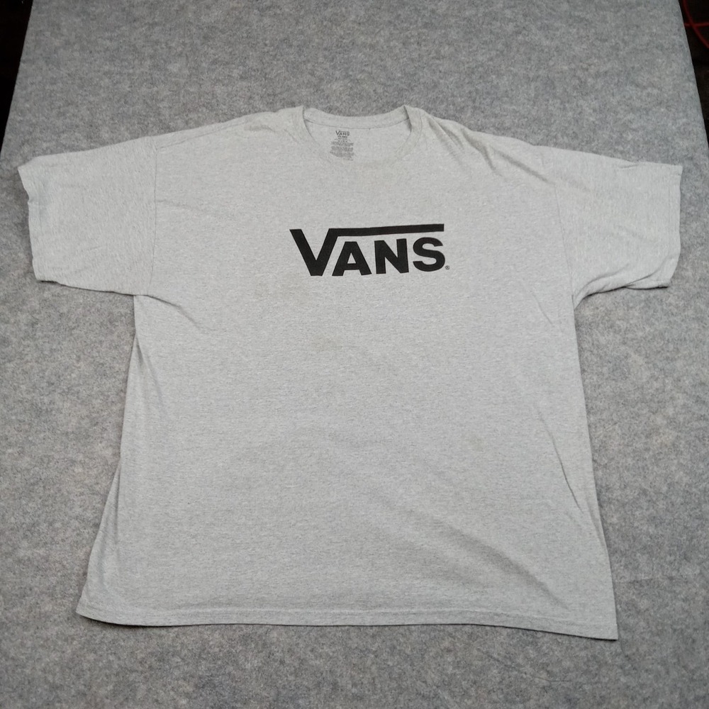 Vans Shirt Mens XXL Gray Classic Logo Graphic Skateboarding Crewneck Tee Skater